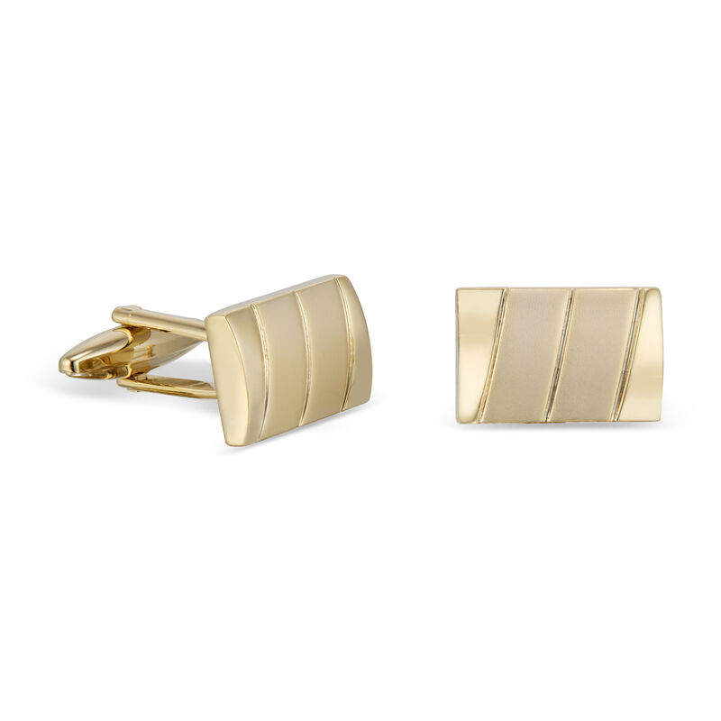 Satin Goldtone Cufflinks in Stainless Steel image number null
