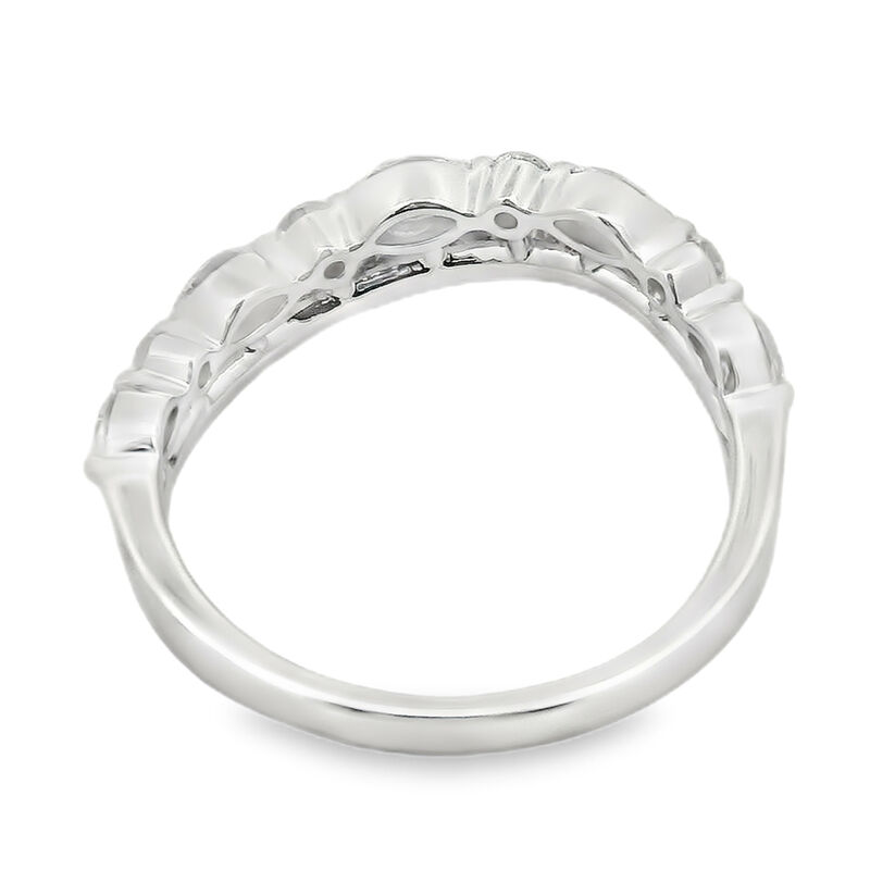 Marquise and Round Diamond Curved Double Row Wedding Ring in 14k White Gold image number null