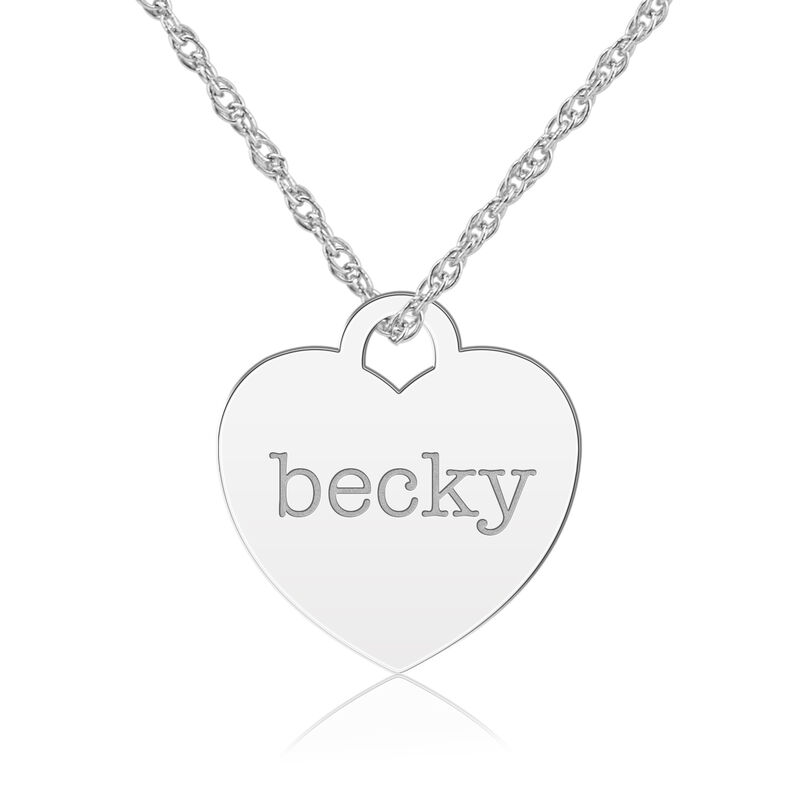 High Polished Personalized Heart Pendant in 14k White Gold image number null