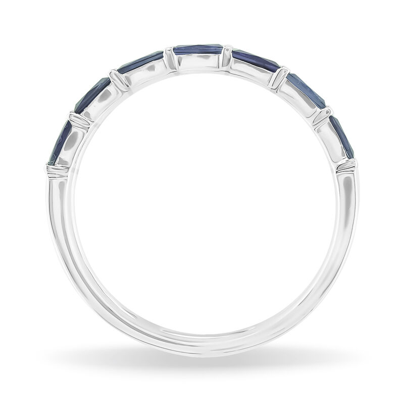 Baguette-Cut Sapphire Diamond Double Row Band in 10k White Gold image number null