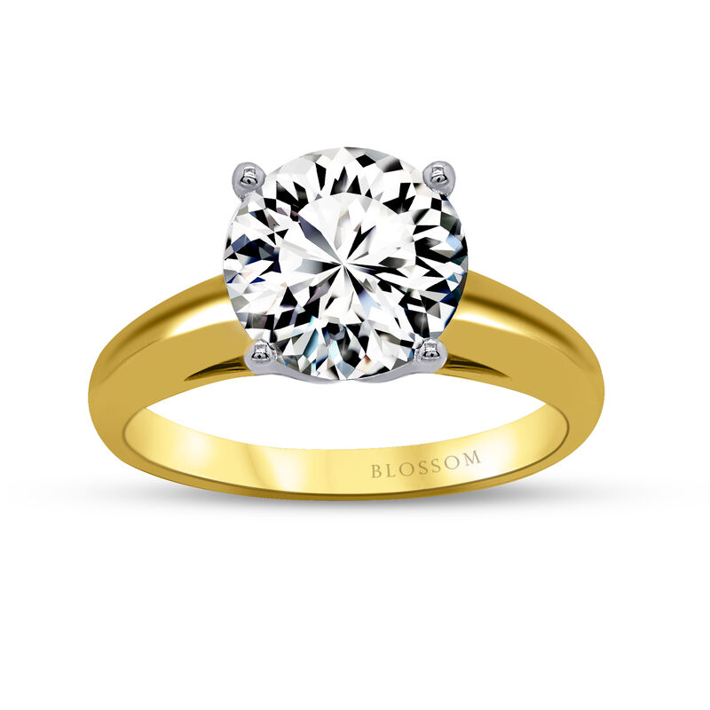 Blossom Cut Round Lab Grown 3ct. Diamond DEF VS Certified Solitaire Engagement Ring in 14k Yellow Gold image number null