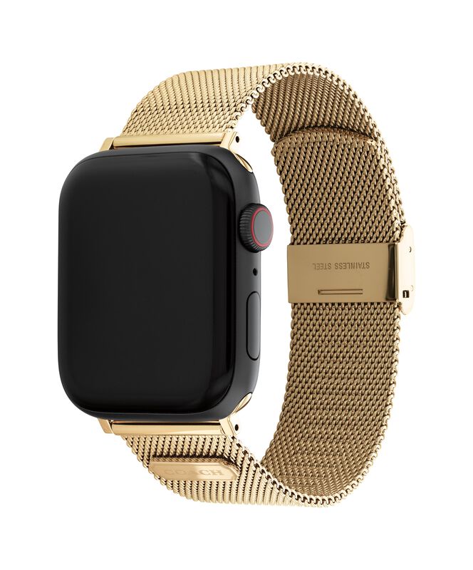 Coach Men's Yellow Gold Plated Stainless Steel Apple Watch Strap 14700064