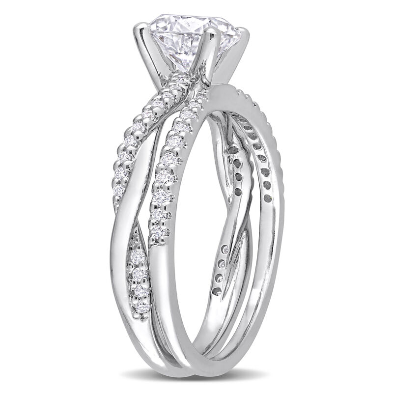 Brilliant-Cut 1 1/2ctw. Created Moissanite Twist Bridal Set in Sterling Silver image number null