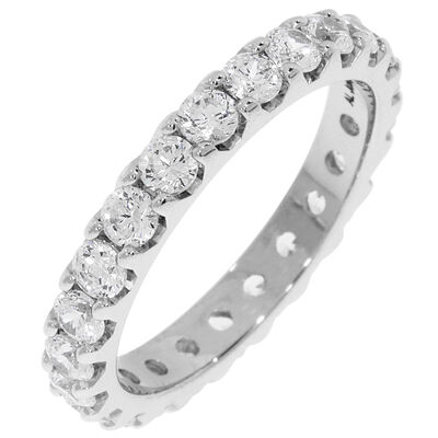 Round Prong Set 1.5ctw. Eternity Band in 14K White Gold (GH, SI)