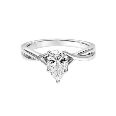 Pear-Cut 1ctw. Moissanite Solitaire Engagement Ring in Sterling Silver