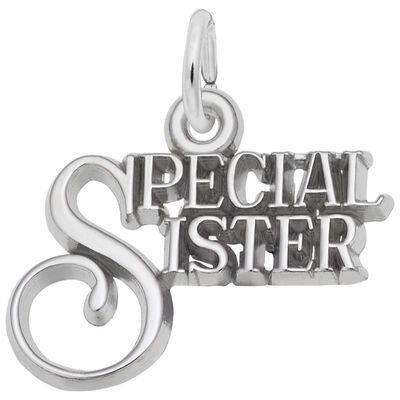 Special Sister Charm in 14K White Gold