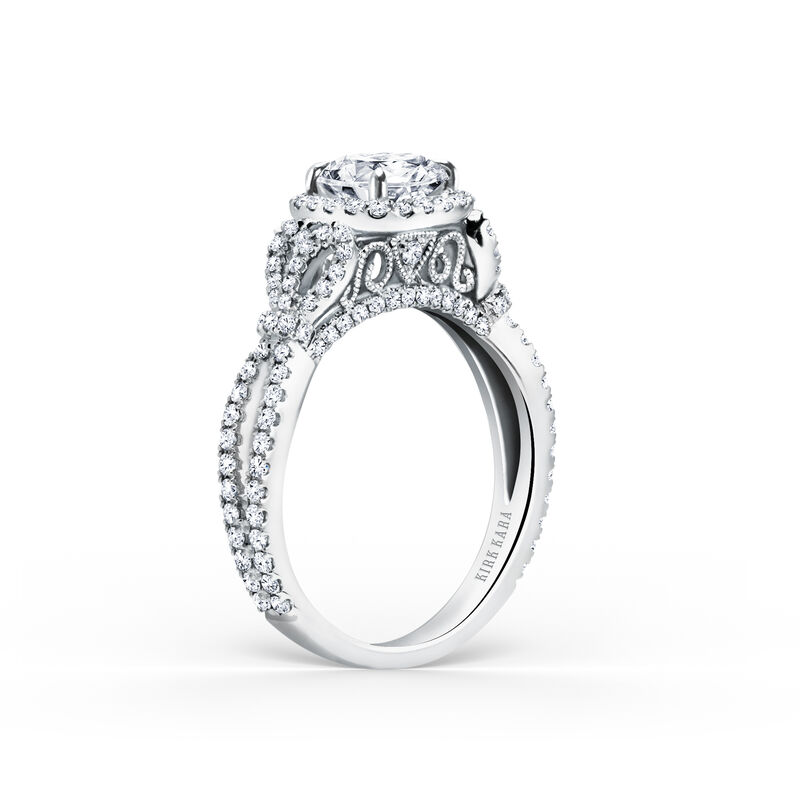 Diamond Bow Halo Engagement Ring Setting in 18k White Gold K174C65R image number null