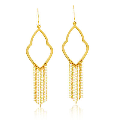 Fancy Drape Fashion Dangle Earrings in 14k Yellow Gold