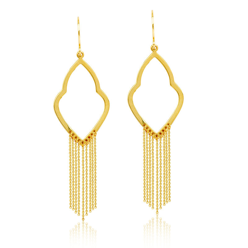 Fancy Drape Fashion Dangle Earrings in 14k Yellow Gold image number null
