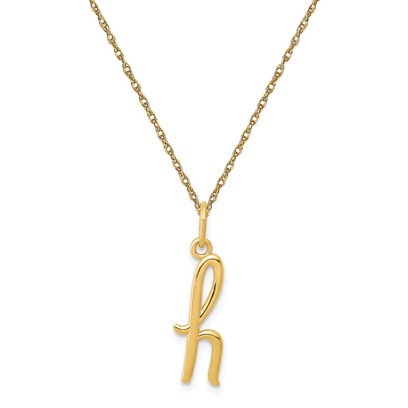 Script H Initial Necklace in 14k Yellow Gold image number null