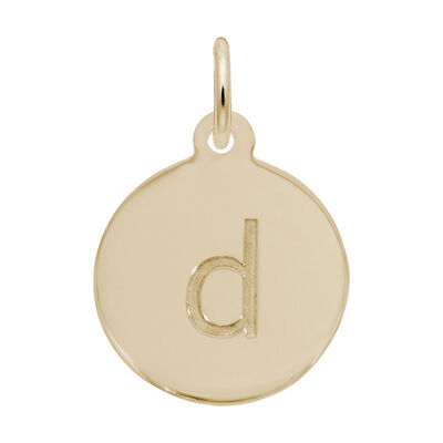 Lower Case Block D Initial Charm in Gold Plated Sterling Silver