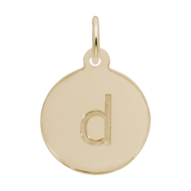Lower Case Block D Initial Charm in Gold Plated Sterling Silver image number null