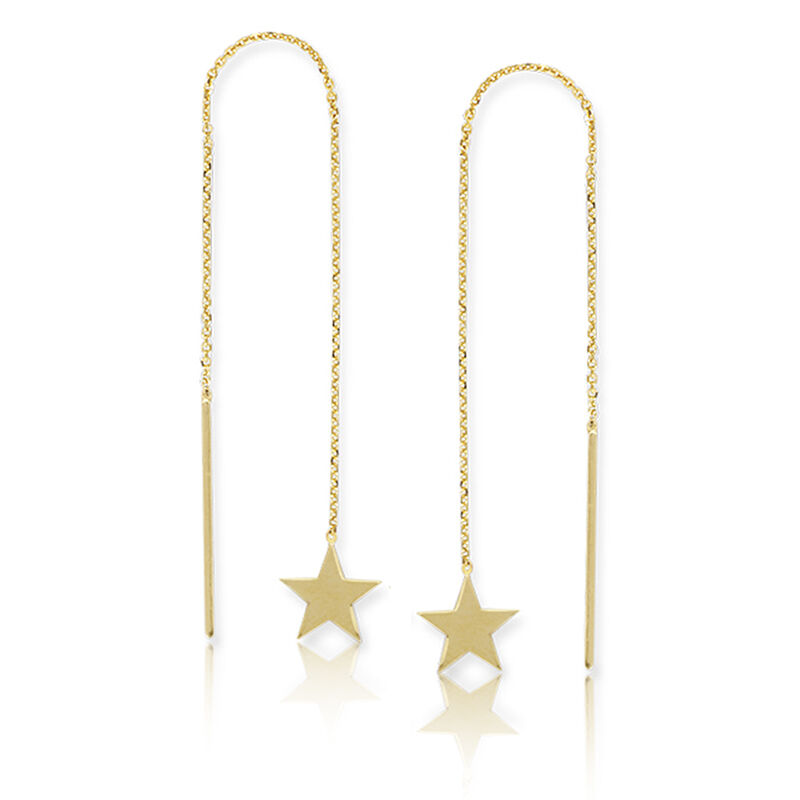 Flat Star Threaded Earrings in 14k Yellow Gold image number null