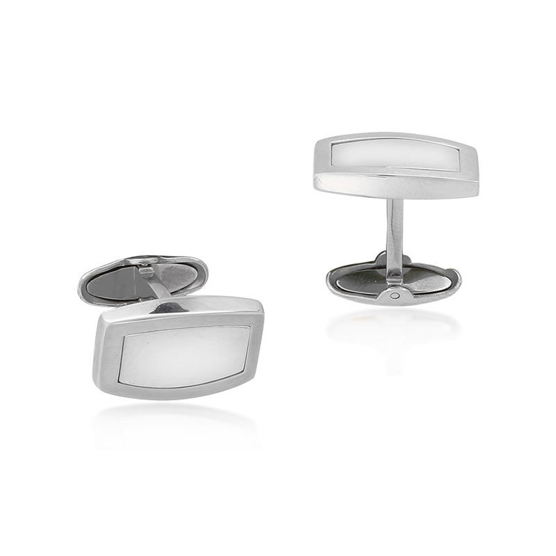 Satin Polish Stainless Steel & Sterling Silver Cufflinks image number null
