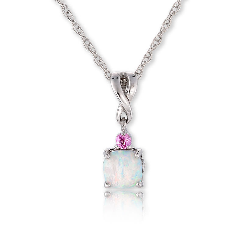 Created Opal, Created Pink Sapphire & Diamond Pendant image number null