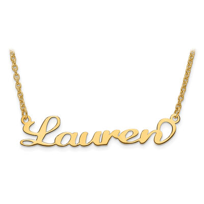 Laser Polished Nameplate Pendant in 14k Yellow Gold (up to 9 letters)