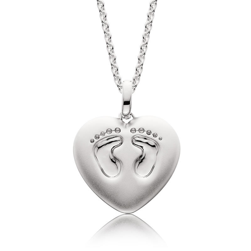 Heart Footprints Mommy Chic Pendant in Sterling Silver image number null
