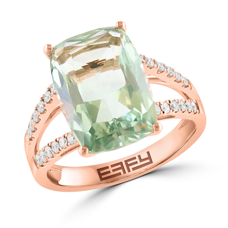 EFFY Green Amethyst & Diamond Ring in 14k Rose Gold image number null