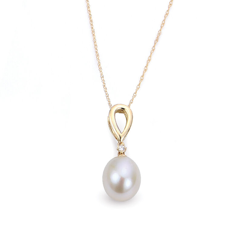 Imperial Pearl Classic Pearl & Diamond Pendant in 10k Yellow Gold image number null