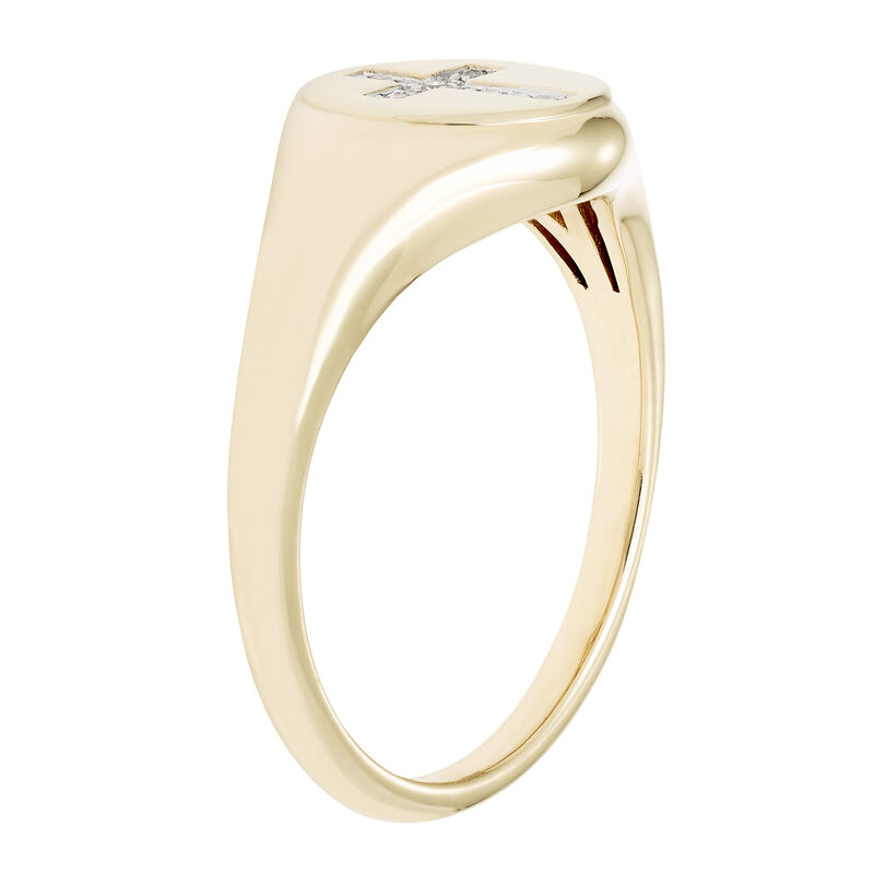 Diamond Cross Signet Ring in 14k Yellow Gold image number null