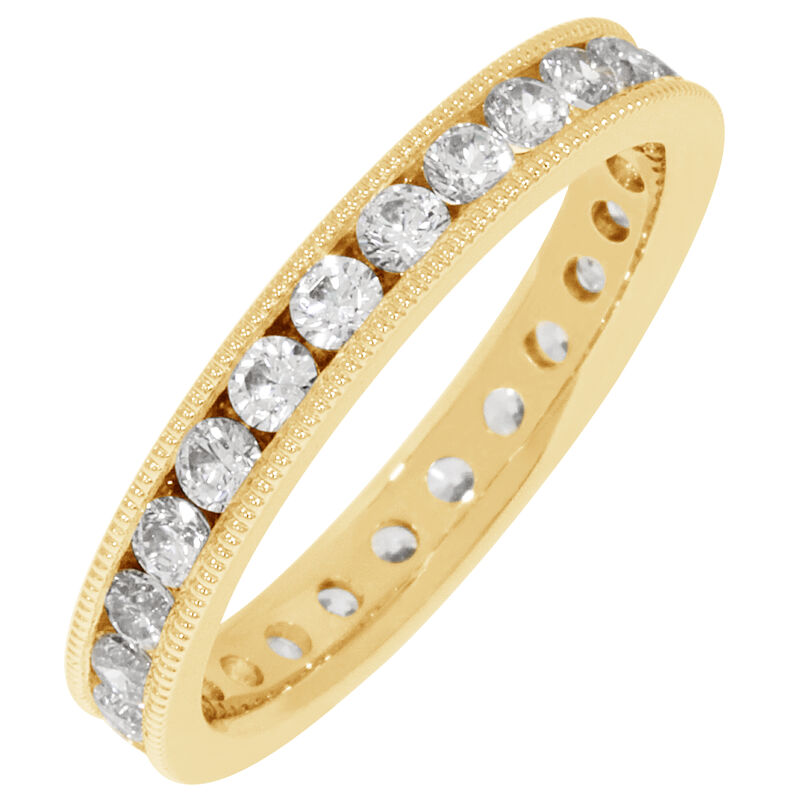 Round Milgrain Edge 1ctw. Eternity Band in 14K Yellow Gold (GH, SI) image number null
