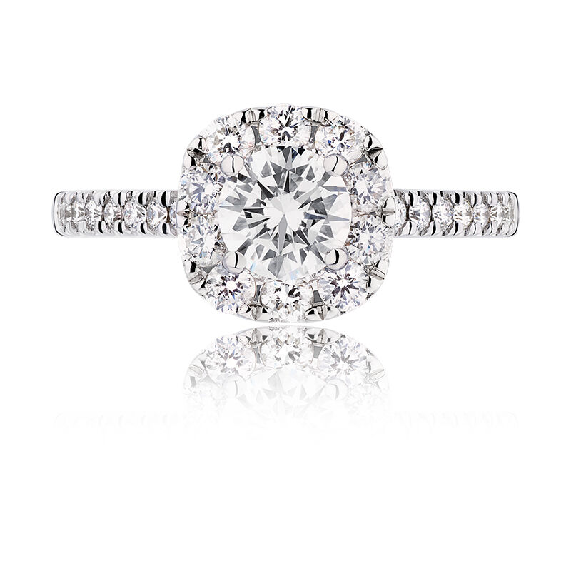 Ilsa. Round Diamond Halo Engagement in 14k Gold image number null