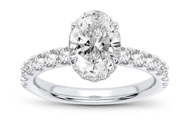 Oval-Cut Lab Grown 2 3/4ctw. Diamond Hidden Halo Engagement Ring in 14k White Gold image number null