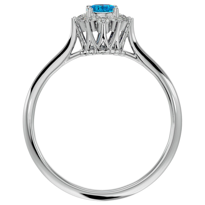 Oval-Cut Blue Topaz & Diamond Halo Ring in Sterling Silver image number null