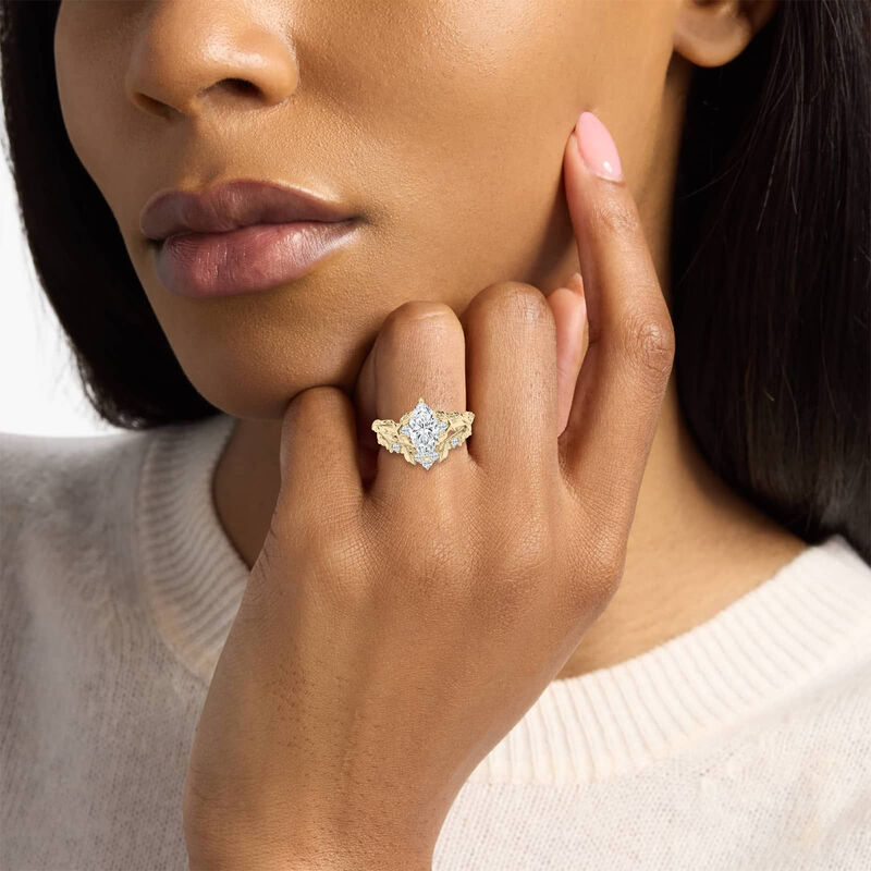 Marquise Lab Grown Diamond 2 1/4ctw. Three Stone Contour Bridal Set in 14k Yellow Gold image number null