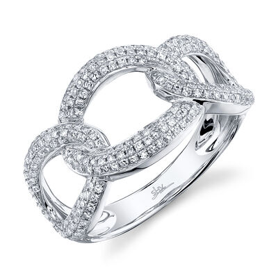 Shy Creation 0.55 ctw Open Link Pave Diamond Statement Ring in 14k White Gold