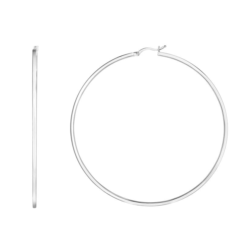 Square Edge 75mm Hoop Earrings in Sterling Silver image number null