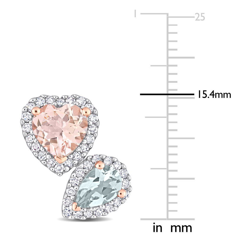 Heart-Shaped Morganite & Pear-Shaped Aquamarine Stud Earrings in 10k Rose Gold image number null