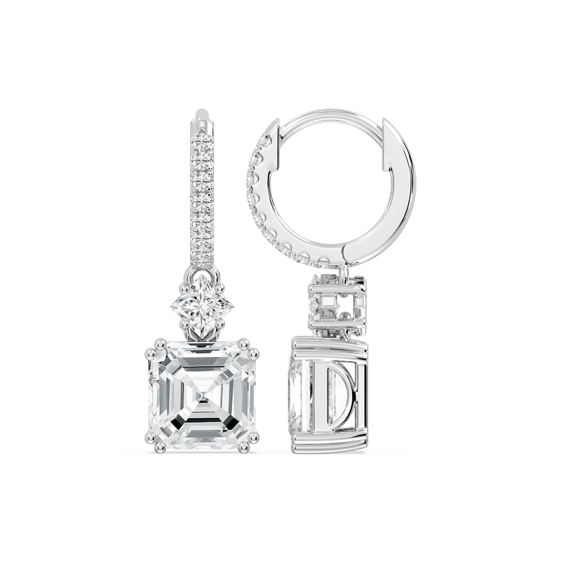 Lab Grown Diamond 3 1/3ctw. Princess Cut Dangle Earrings in 10k White Gold image number null