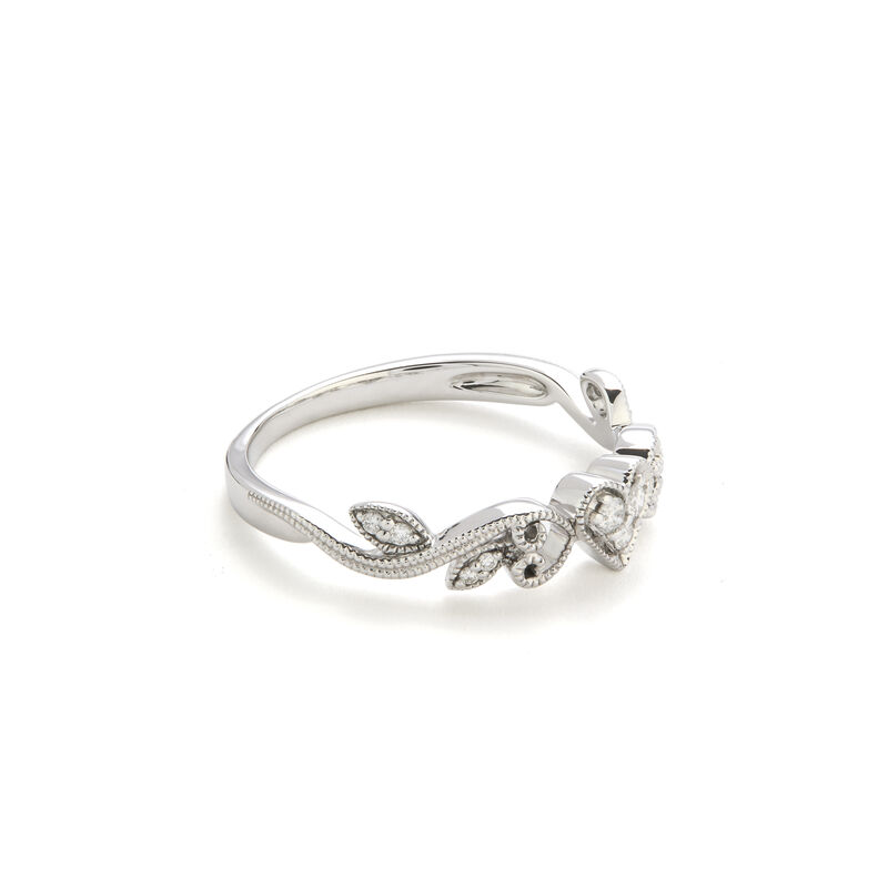 Diamond Heart Scroll Design Promise Ring in 10k white Gold image number null