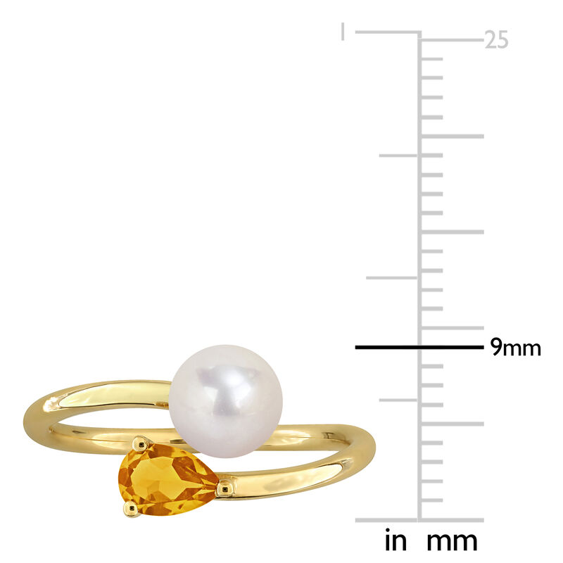 Citrine & Freshwater Cultured Pearl Ring in Gold Plated image number null