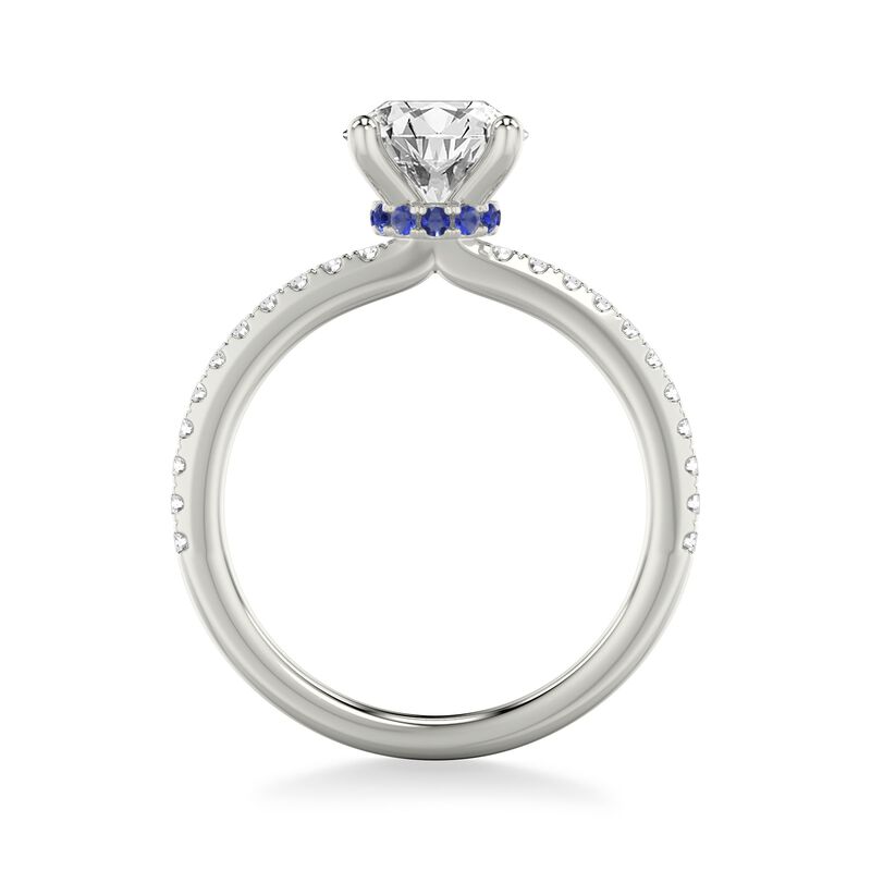 Sybil. Artcarved Diamond Setting with Sapphire Collar in 14k White Gold image number null