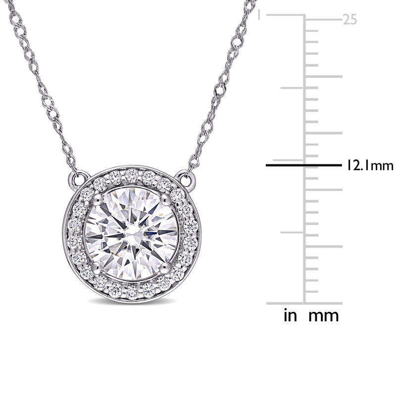 Created Round-Cut Moissanite Halo Necklace in 14k White Gold image number null