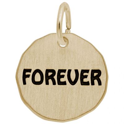 Forever Tag Charm in Gold Plated Sterling Silver