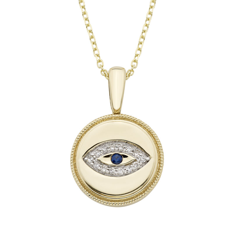 Diamond Evil Eye Pendant in 14k Yellow Gold image number null