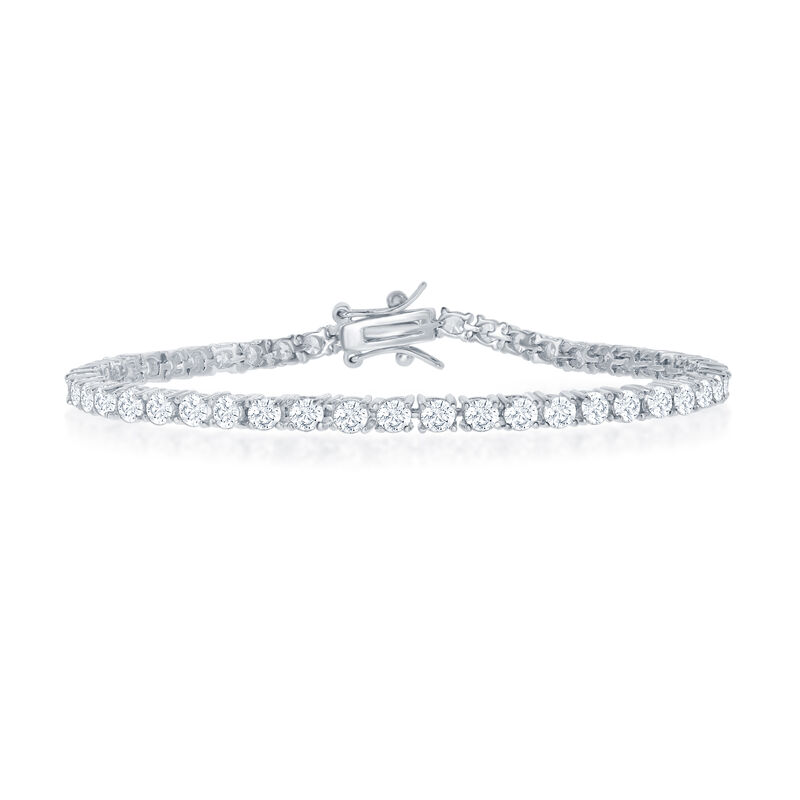 Round 3mm CZ Tennis Bracelet in Sterling Silver image number null
