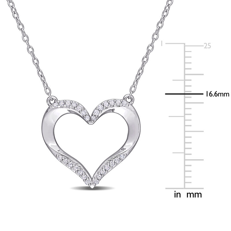 Diamond Open Heart Pendant in Sterling Silver image number null