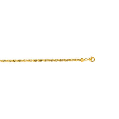 Diamond-Cut 4mm Solid Rope 8" Chain Bracelet in 10k Yellow Gold