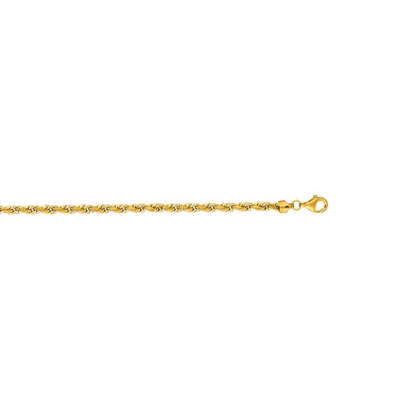 Men's Diamond Cut Solid Rope Chain Bracelet 5mm in 10k Yellow Gold image number null