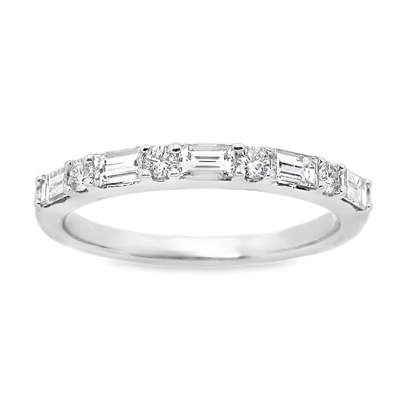 Diamond 1/2ctw. Baguette & 14k White Gold Anniversary Ring image number null