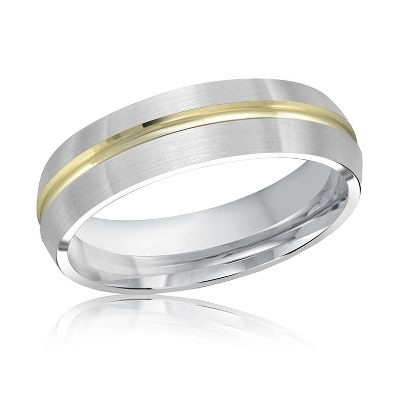 Men's Tapered Gold Plated Center Wedding Band 10k Gold image number null
