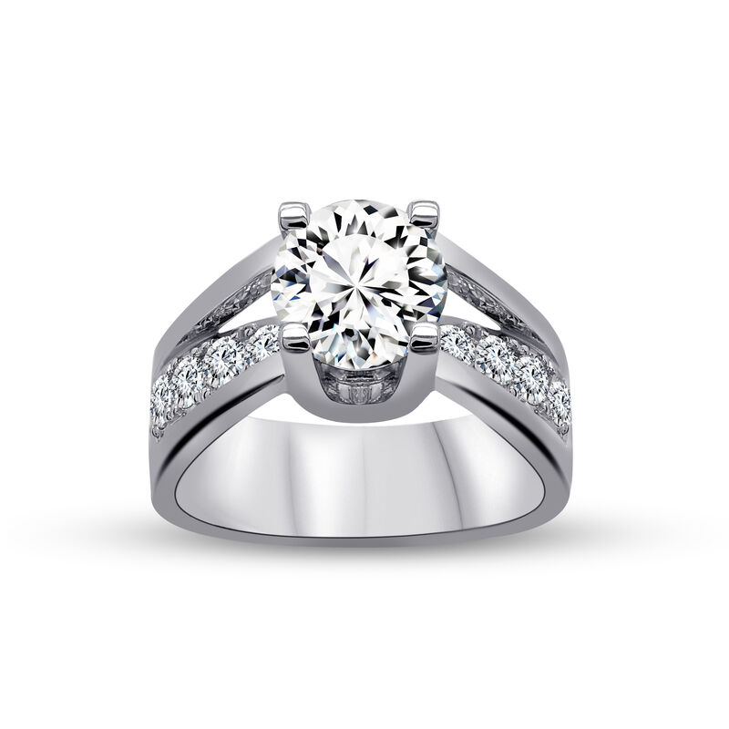 Blossom Cut Round Lab Grown 2.25ctw. Diamond Bridge Over Water Engagement Ring in 14k White Gold image number null