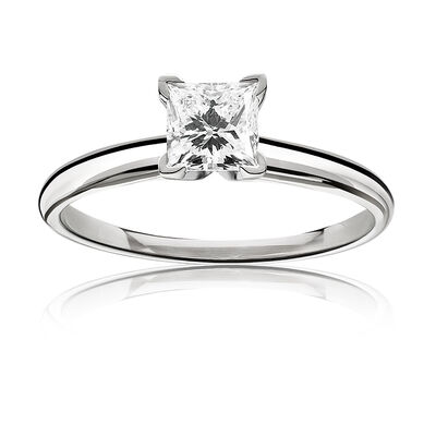 Lab Grown 1 1/4ct. Diamond Princess-Cut Classic Solitaire Engagement Ring in 14k White Gold