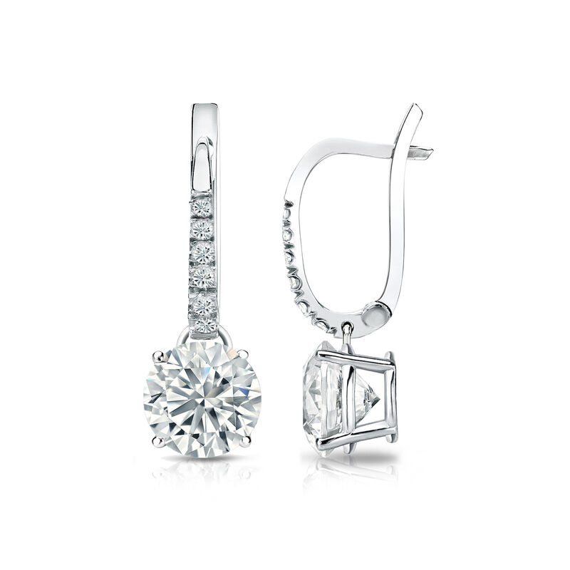 Diamond 1½ctw. 4-Prong Round Drop Earrings in Platinum SI2 Clarity image number null