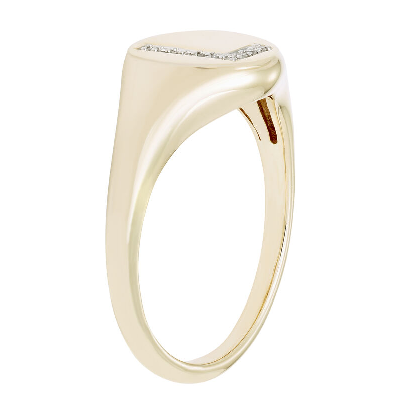 Diamond Initial L Signet Ring in 14k Yellow Gold image number null
