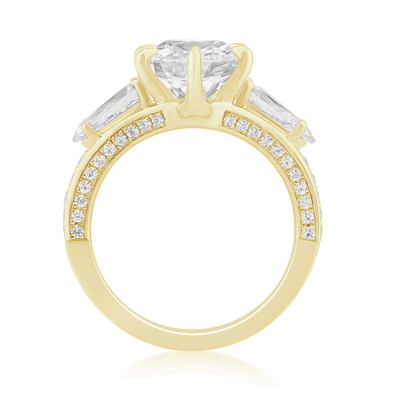 Marquise Lab Grown Diamond 6 1/3ctw. Three Stone Plus Half Moon Engagement Ring in 14k Yellow Gold image number null